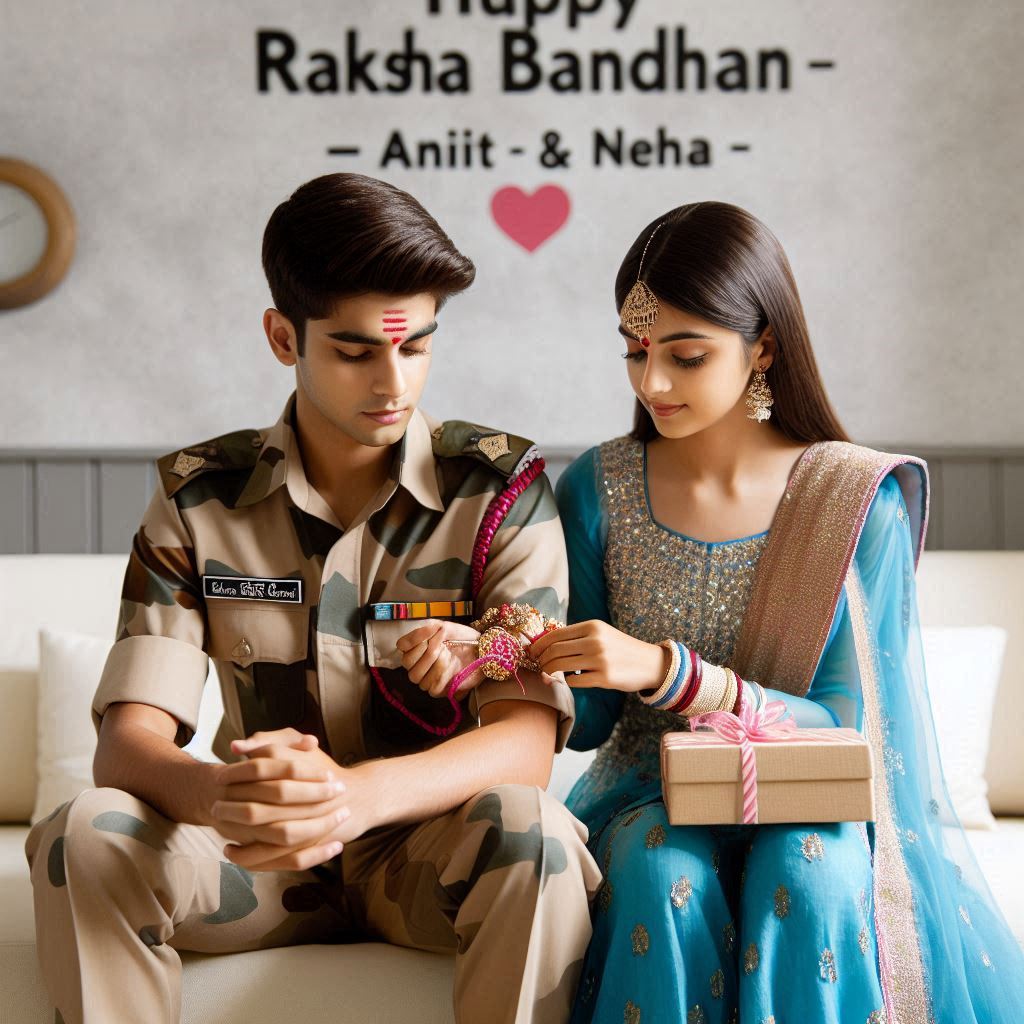 AI Rakhi photo prompt for brother and sister