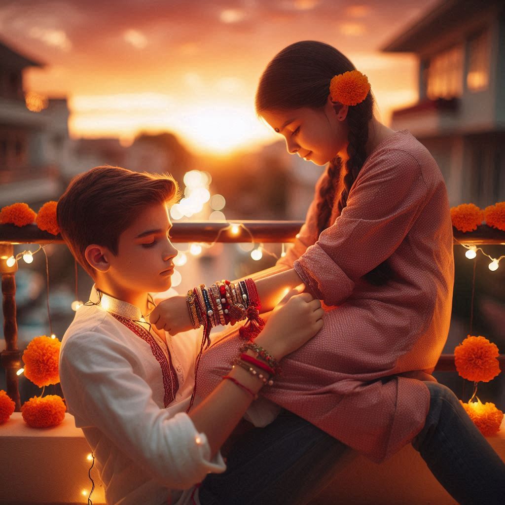 AI Rakhi photo prompt for brother and sister