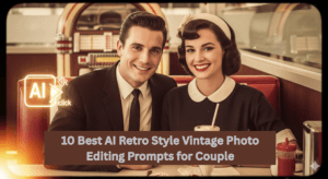 AI retro style vintage photo editing prompts for couple