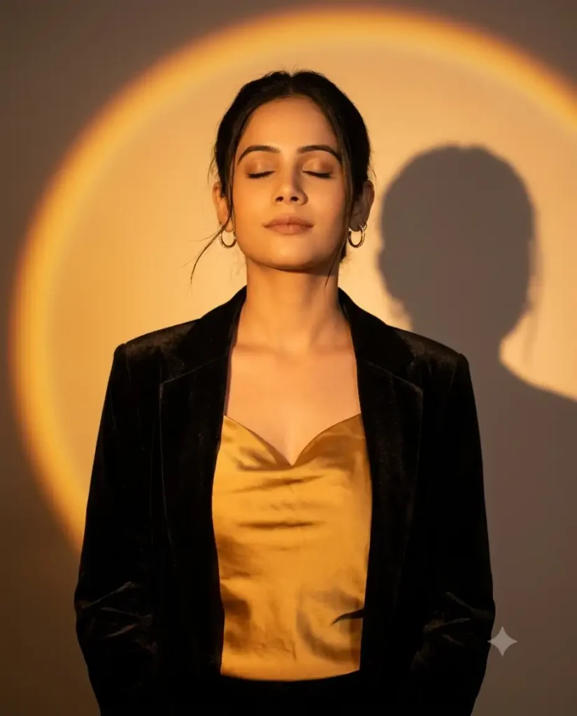 Cinematic Studio Portrait of a Girl with Golden Halo Lighting