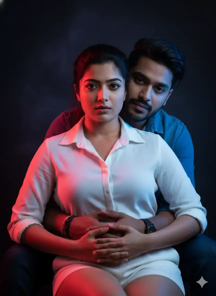 Dramatic Red Blue Lighting – Cinematic Couple