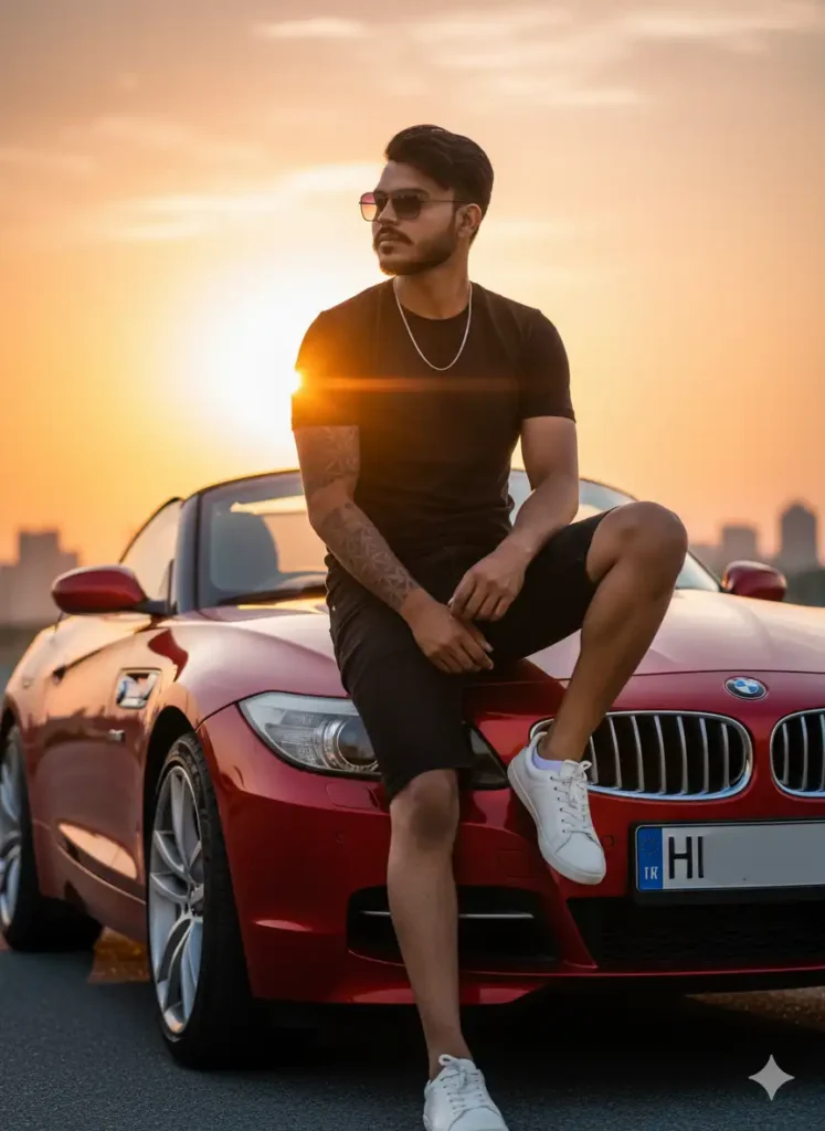 Golden Hour BMW Shot Gemini AI photo prompt copy paste trending boys