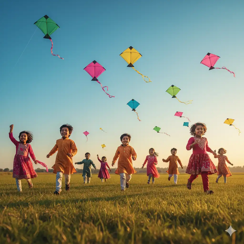 Kids Flying Kites Scene Prompt