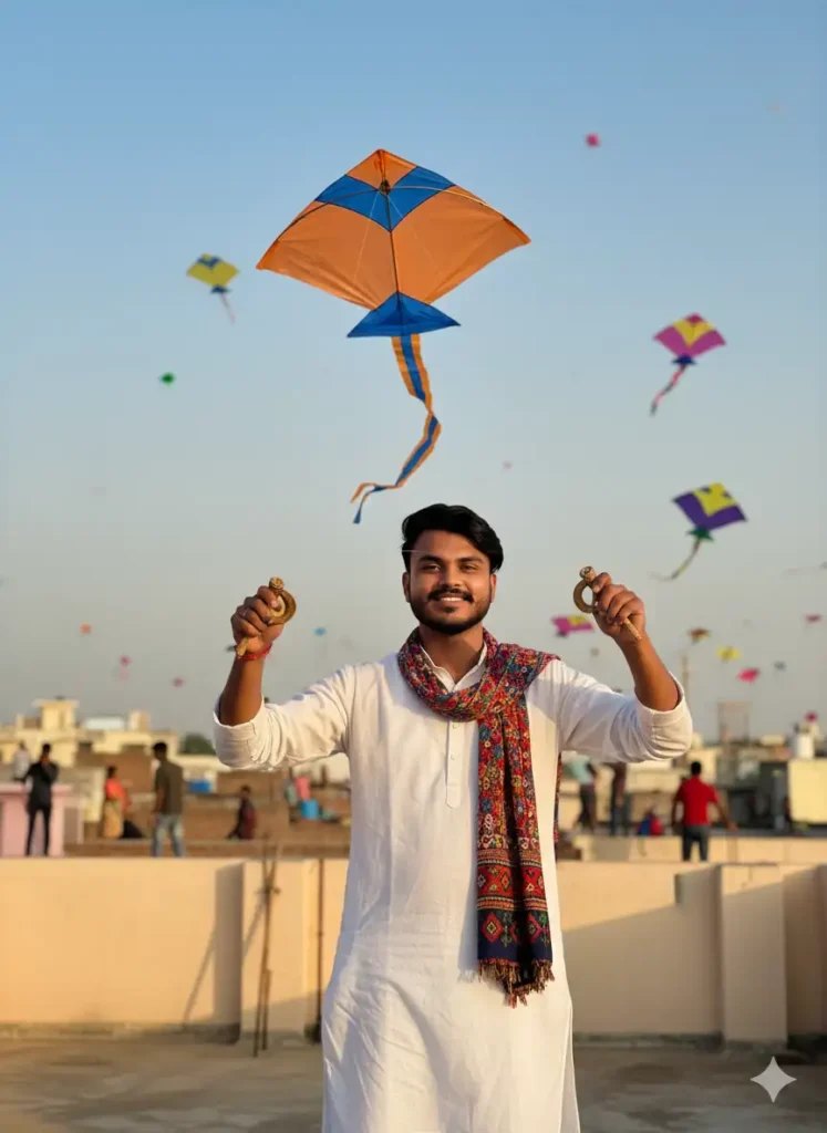 Realistic Kite Flying Portrait Prompt