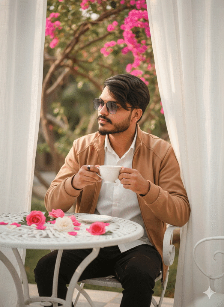 Romantic Garden Morning Portrait Gemini AI photo prompt copy paste trending boys