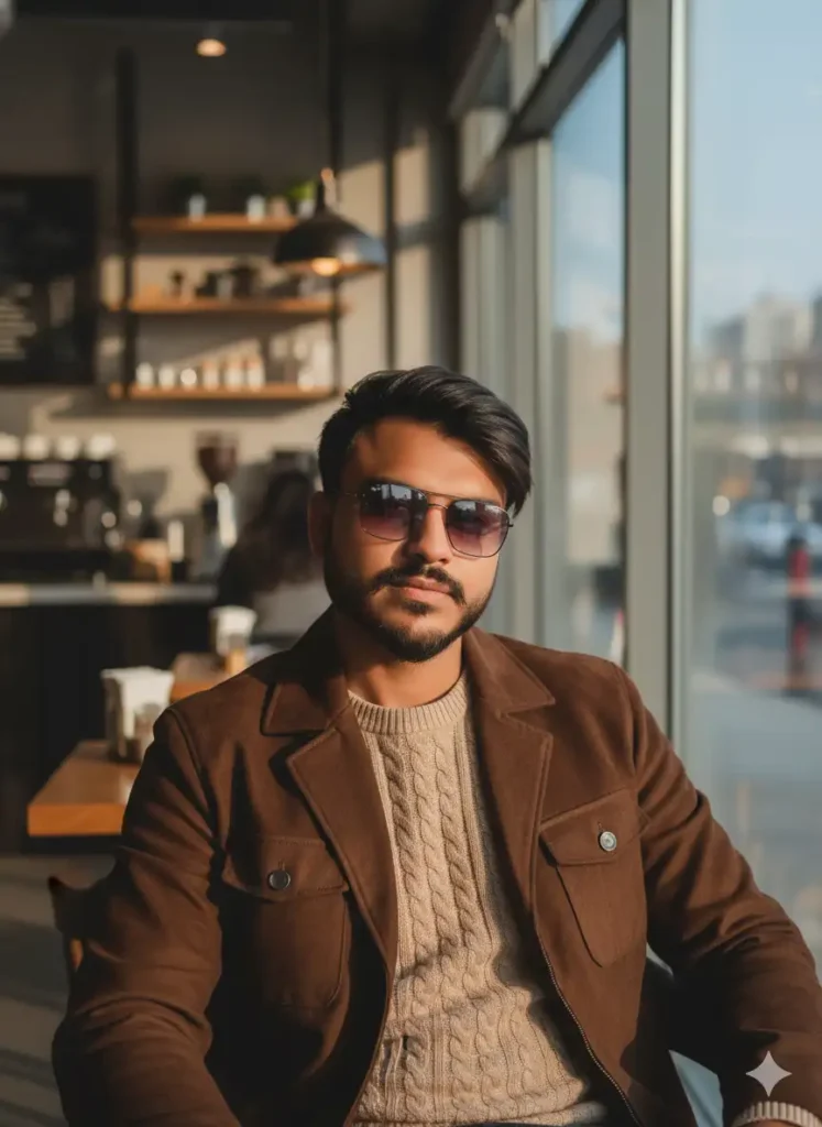 Cafe Portrait – Soft Brown Warm Tones Google Gemini AI Editing Prompts