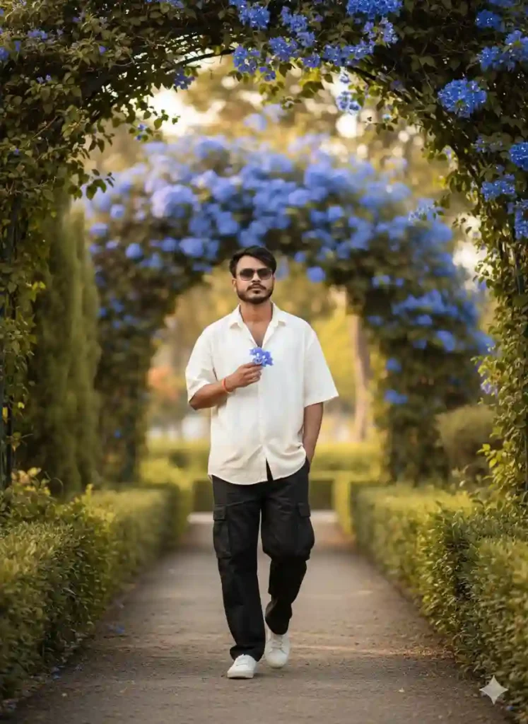 Cinematic Garden Stroll Gemini AI Prompts for Boys