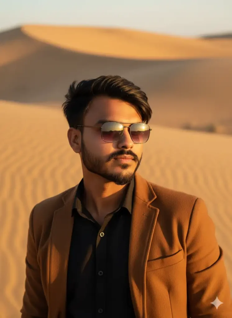 Desert Golden Portrait – Stylish Dusty Look Google Gemini AI Editing Prompts