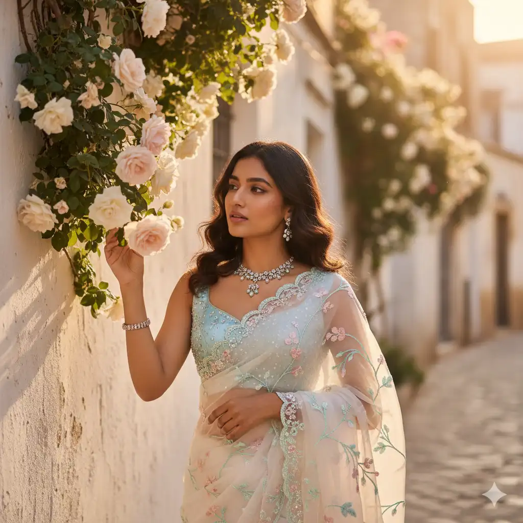 Floral Touch Italian Street Realistic Close Up AI Editing Prompts for Girls