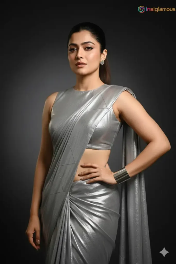 Modern Fashion Metallic Saree Photoshoot Runway Ready