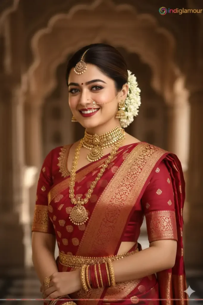 Royal Red Bridal Banarasi Saree Look Most Viral