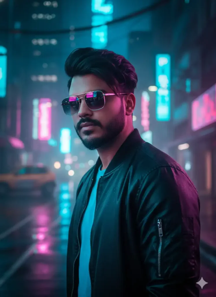 Streetwear Night Neon Shot – Cyber Glow Effect Google Gemini AI Editing Prompts