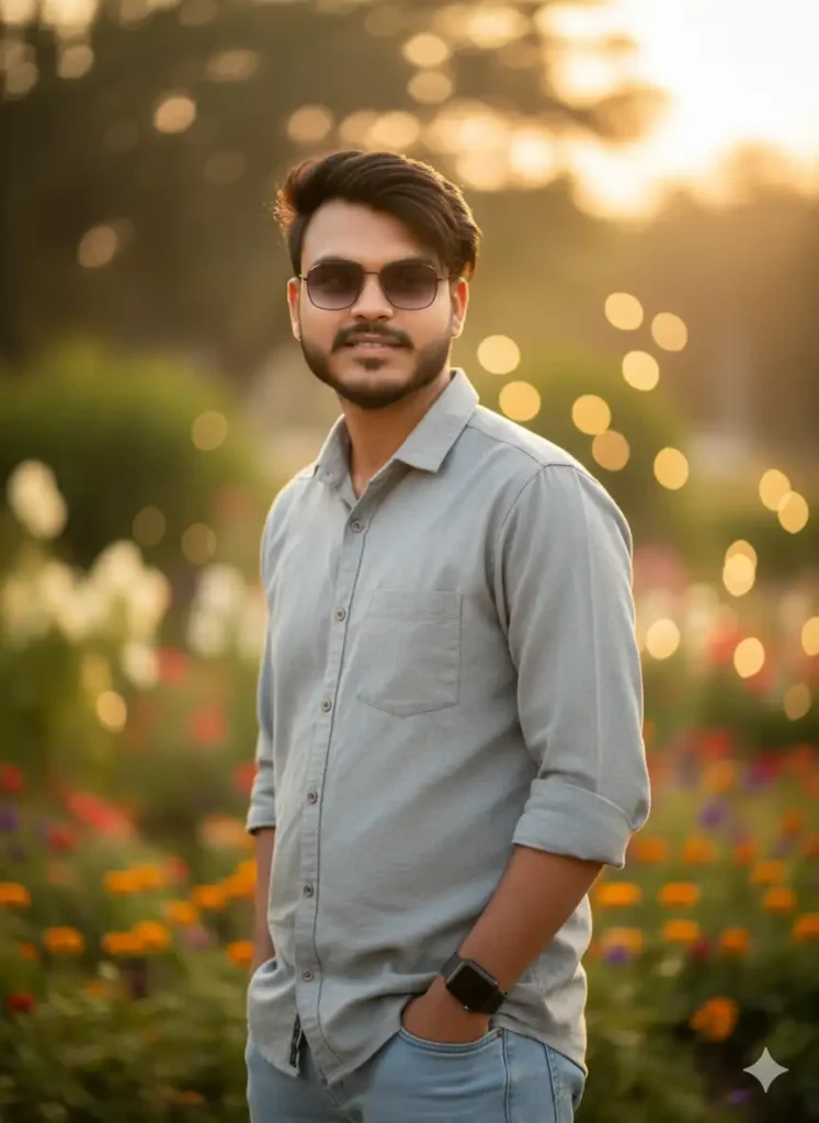 Sunset Garden Portrait Gemini AI Prompts for Boys