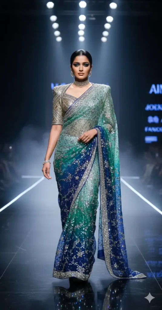 ✅ 5. Ultra Long Designer Saree AI Prompt Very Detailed
