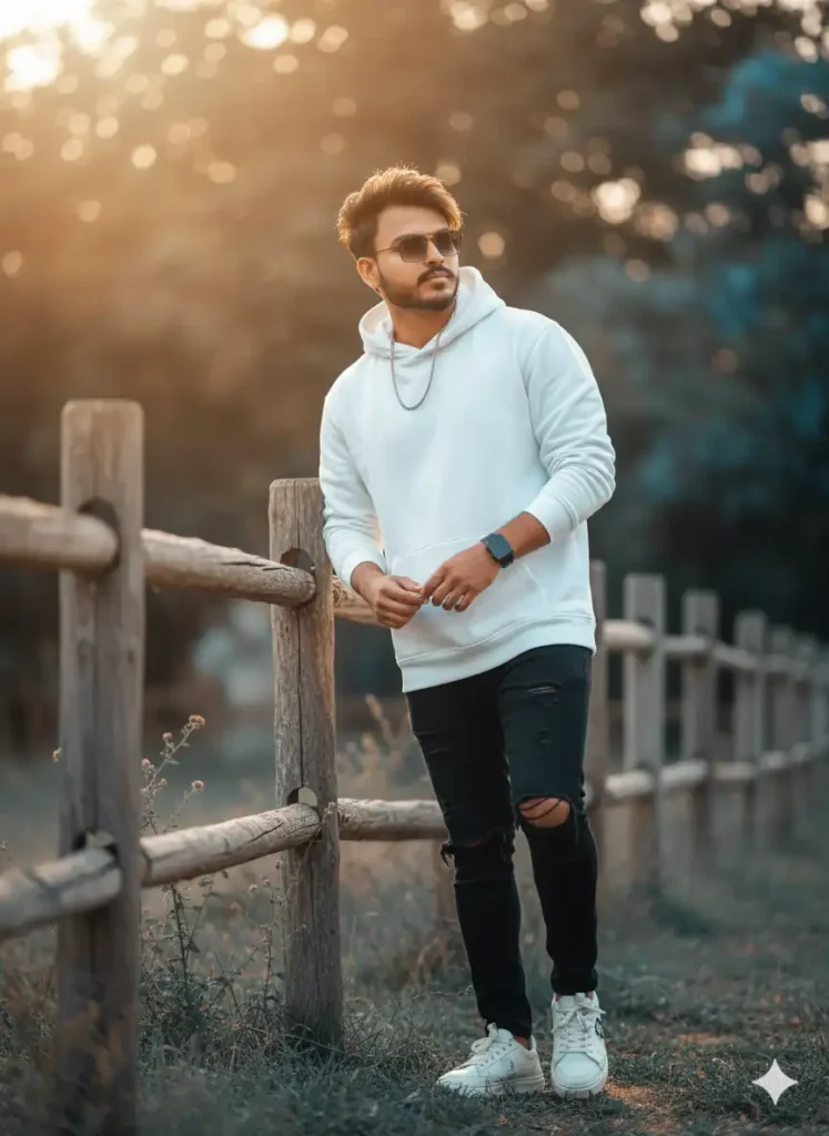 Bluish Bokeh Stylish Boy Instagram Trending AI Editing Prompts 2025