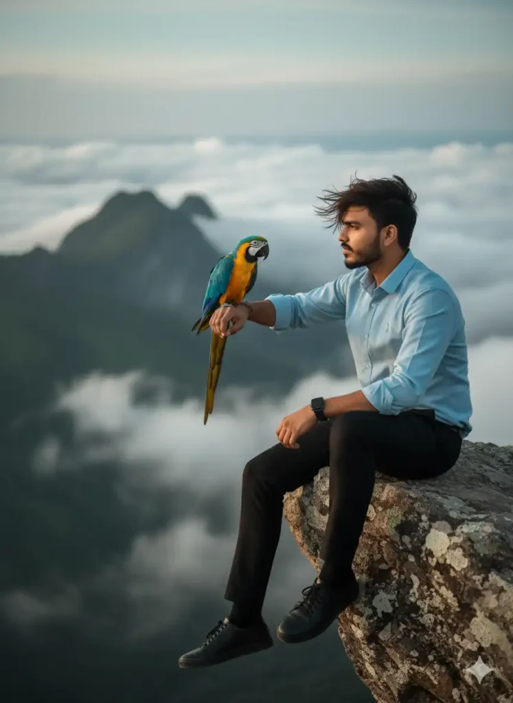 Mountain Sky Cinematic Boy Trending AI Editing Prompts 2025