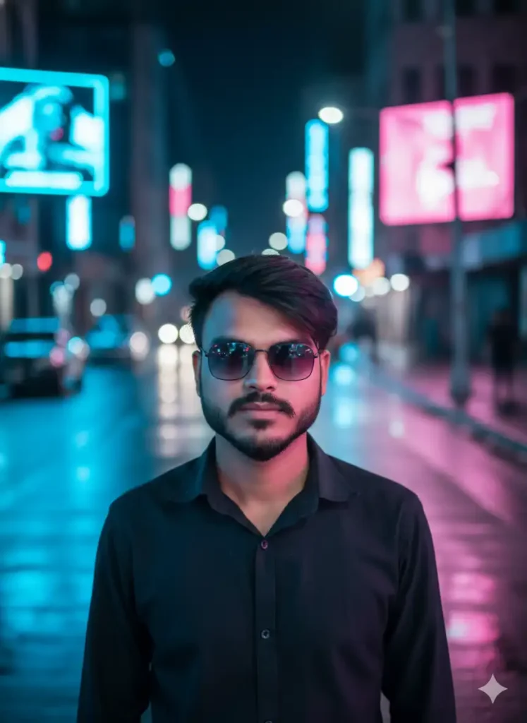 Neon Night Cinematic Boy Edit AI Editing Prompts for Boys