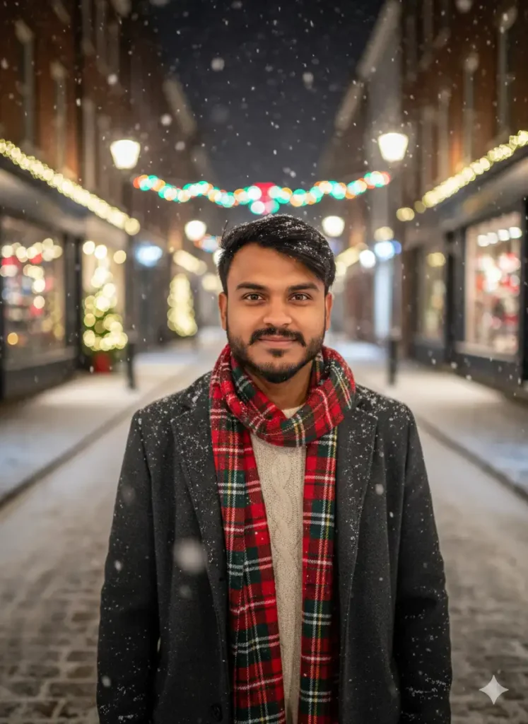 Snowfall Outdoor Christmas Night Prompt