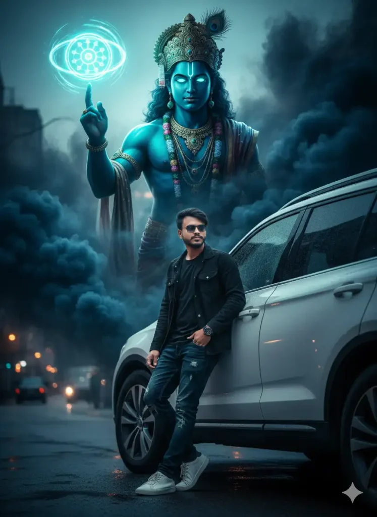 Prompt 1 Viral Photo with Shree Krishna Editing Prompt