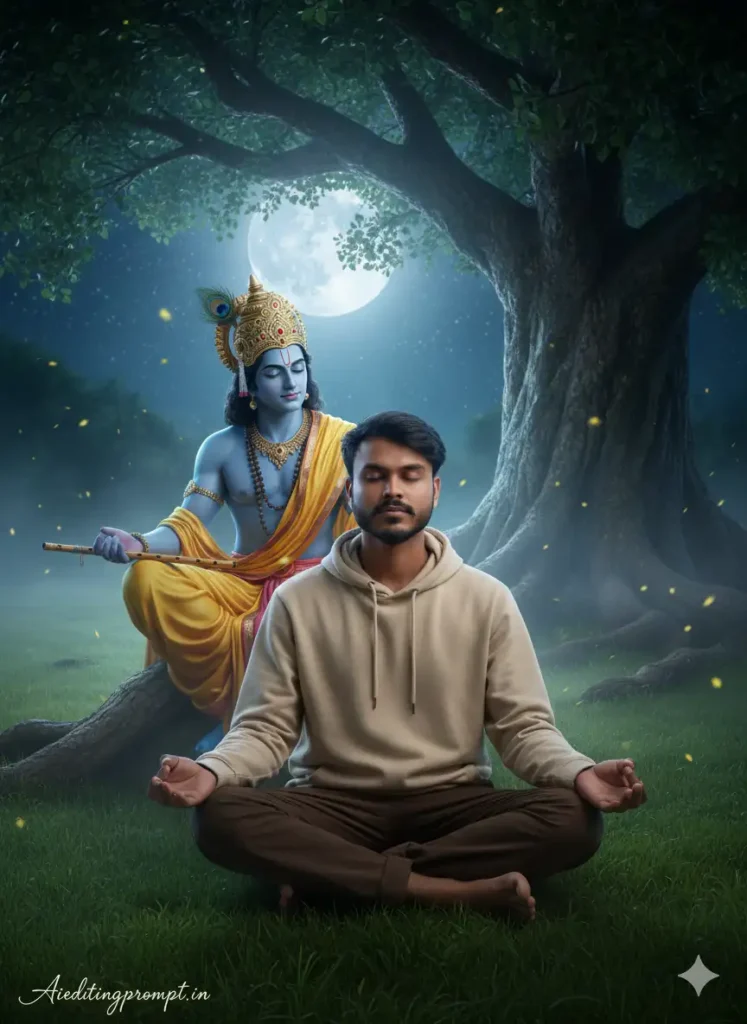 Prompt 3 Viral Photo with Shree Krishna Editing Prompt