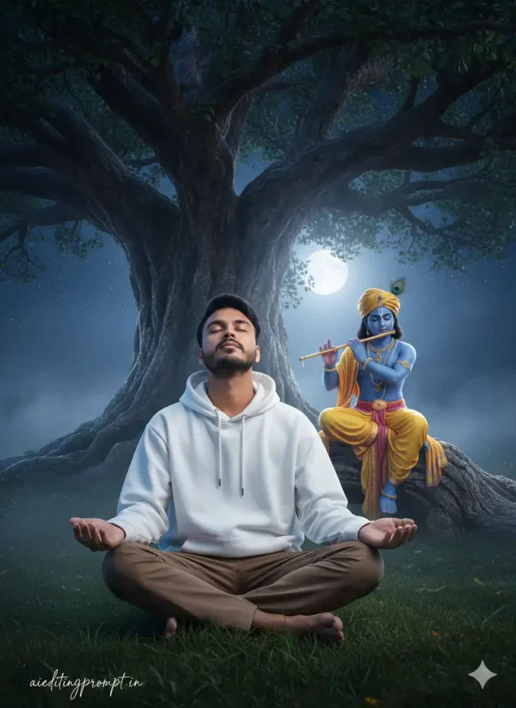 Prompt 6 Viral Photo with Shree Krishna Editing Prompt
