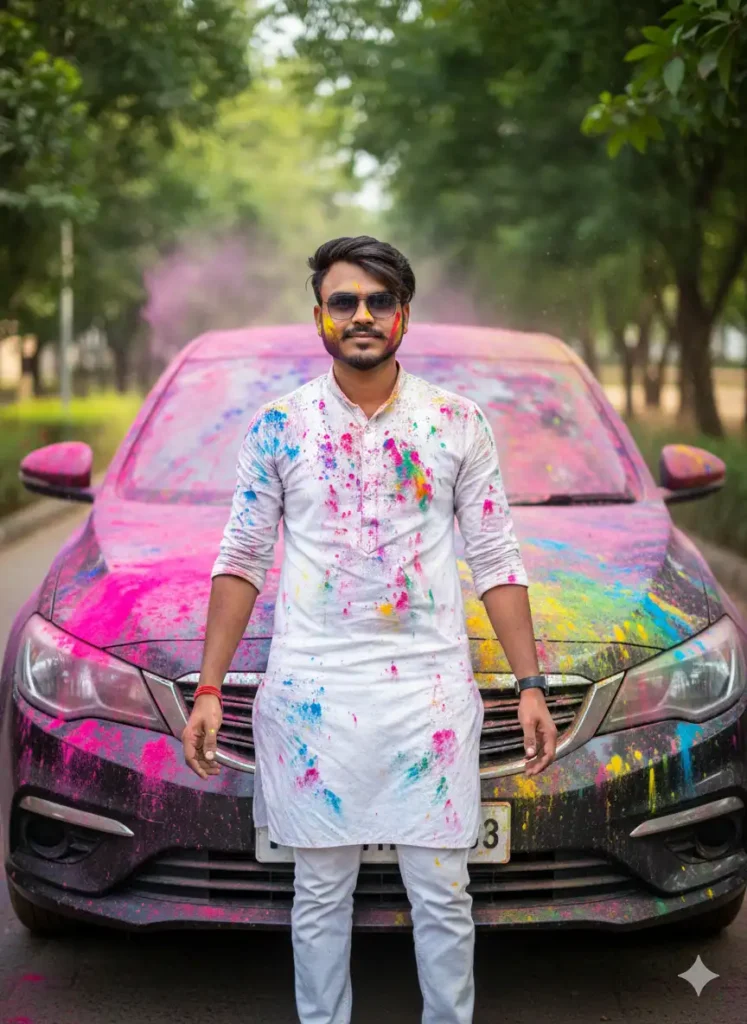 Trending Holi Bike Car AI Photo Editing Prompt 2026 with Colorful Festival Effect