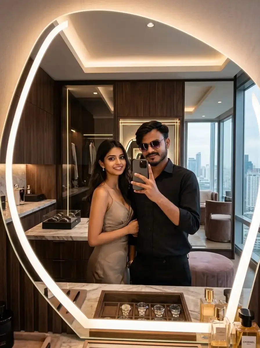 Couple Mirror Selfie Photo Editing Prompt