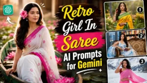 Retro Girl In Saree AI Prompts for Gemini (2026) Best Cinematic Bollywood Style Prompts