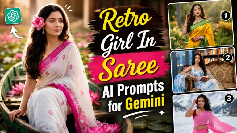 Retro Girl In Saree AI Prompts for Gemini (2026) Best Cinematic Bollywood Style Prompts